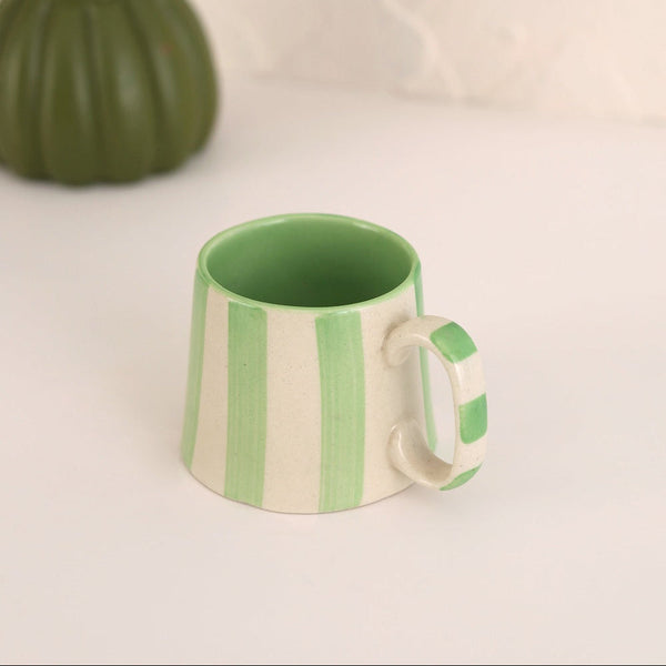 Ceramic Green Stripe Coffee cup- 220ml (SET OF 4)