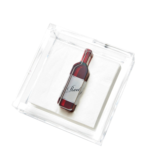 Red Wine Bottle Acrylic Cocktail Napkin Holder
